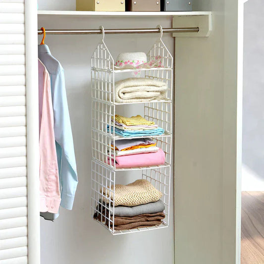 5 LAYER FOLDING CLOTHES STORAGE RACKS HANGING ORGANIZER
