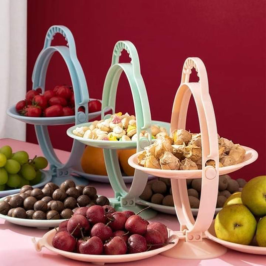3 PLATE FOLDABLE PLASTIC FRUIT, VEGETABLE ,CANDY BASKET HOLDER